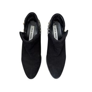 Steve Madden Arley Black Suede Embroidered Ankle‎ Boots Womens Size 8